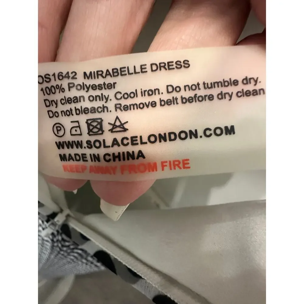 Solace London Black White Mirabelle Geometric Long Sleeves Maxi Dress Size 2 - Picture 6 of 7